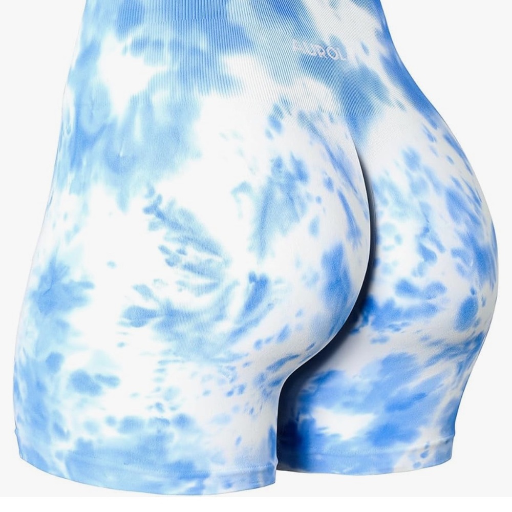 Seamless Tie-Dye Bike Shorts - Blue/White